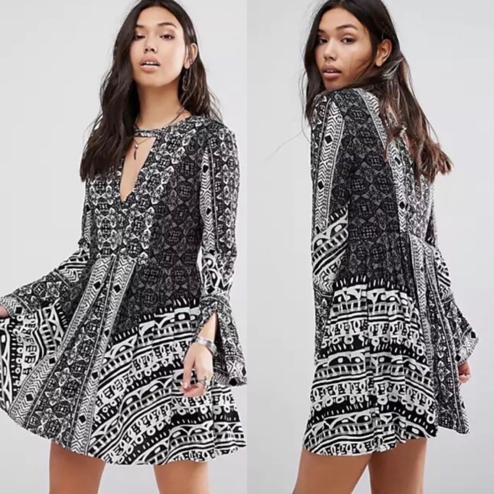 Free People Tegan Border Printed Mini Dress